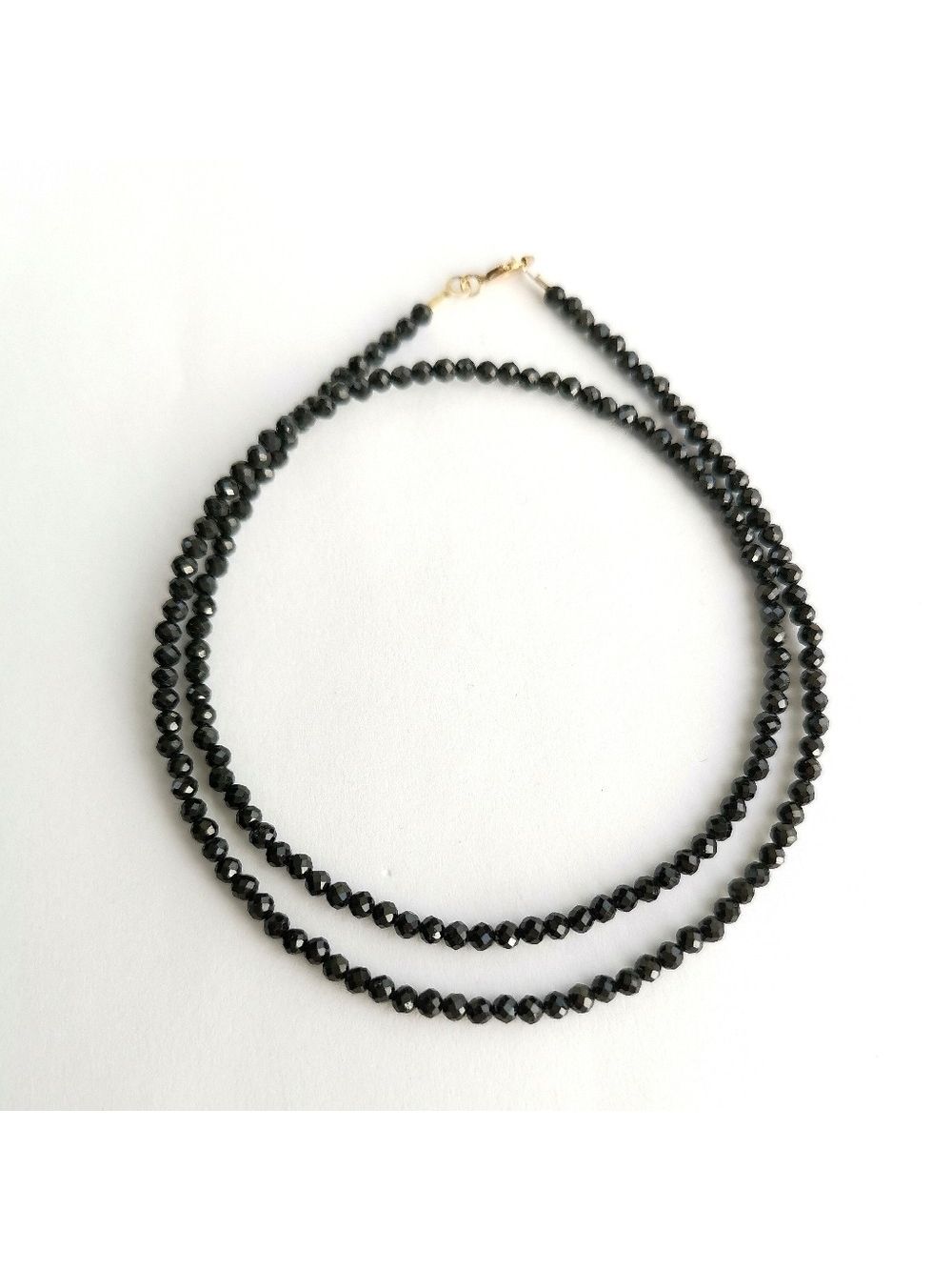 3mm Black Spinel Beaded Necklace 16 Inches